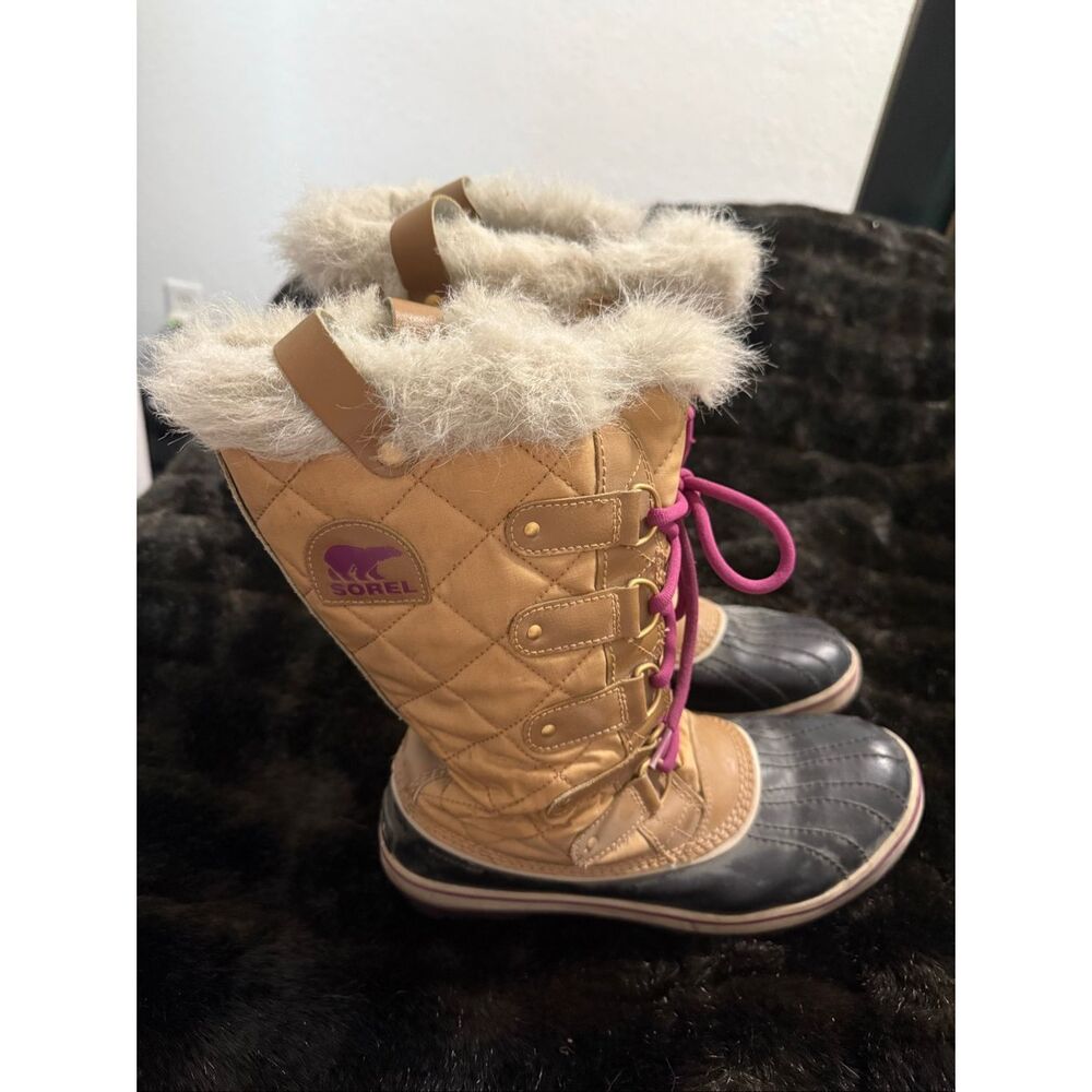 Women’s Tan Sorel Tofino Cate Snow Cold Weather Lace Up Waterproof Boots- 9.5